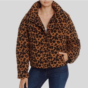 Apparis Brown Paula Leopard quilted puffer jacket, XS, great condition!